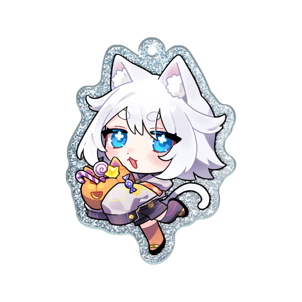 お菓子を運ぶよ猫添🎃🐈アクリルキーホルダー