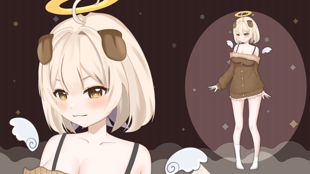 【FREE/無料】 天使の犬 Live2D model / vtuber angel dog