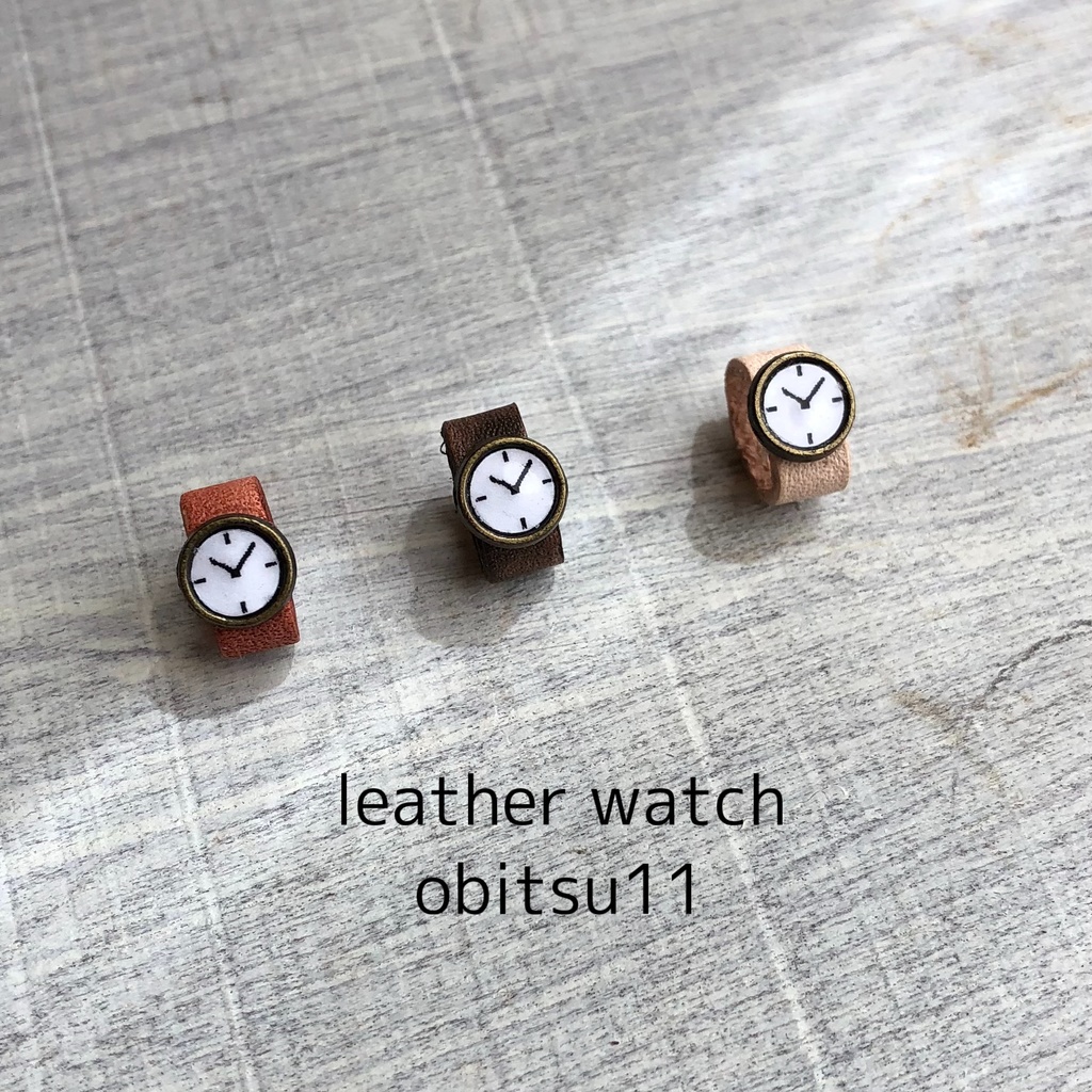革の腕時計 オビツ11 文字盤ｰ針