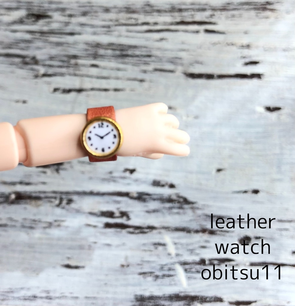 革の腕時計 オビツ11 文字盤ｰ数字