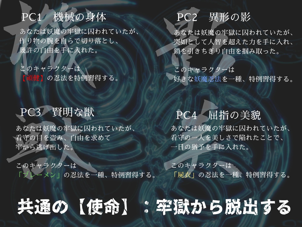 【シノビガミシナリオ】呪縛、巡世。