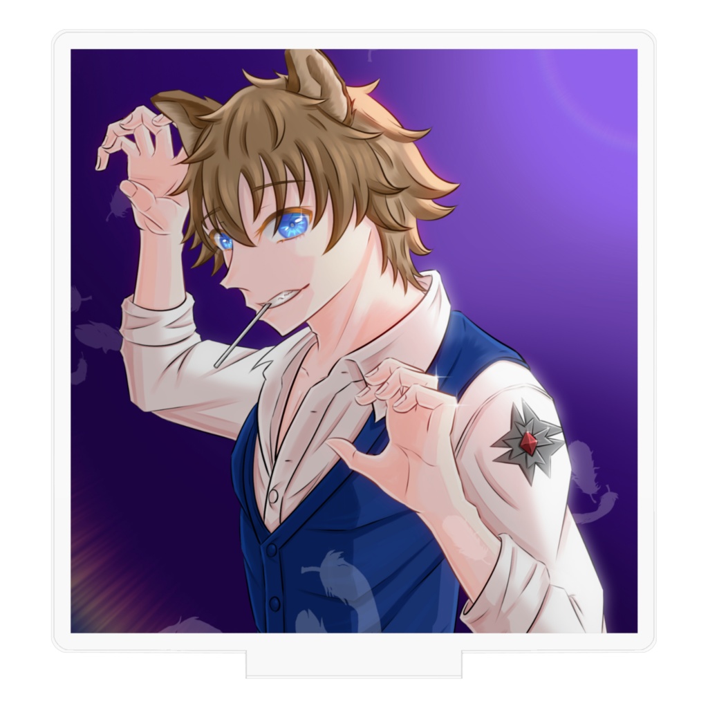 飴を持った狼男-背景付き-