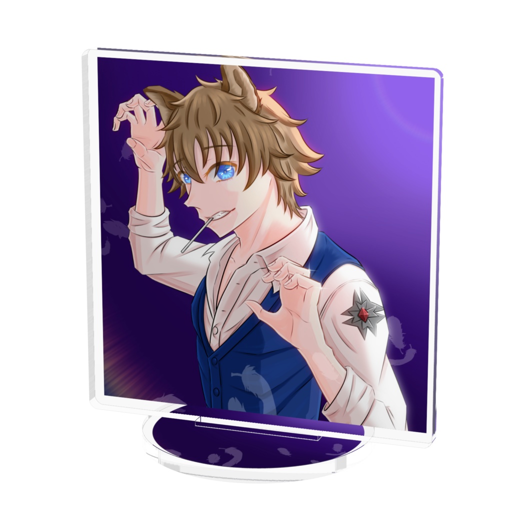 飴を持った狼男-背景付き-