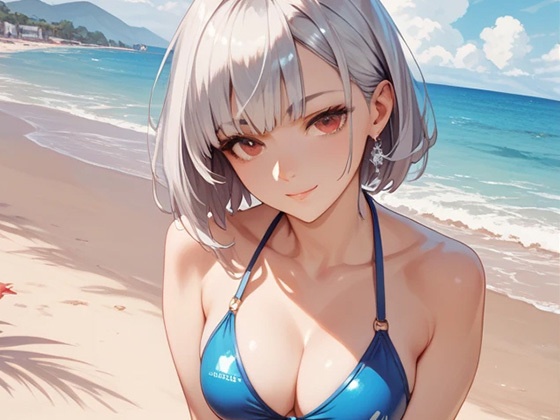 銀髪赤目美少女 水着CGイラスト集20枚