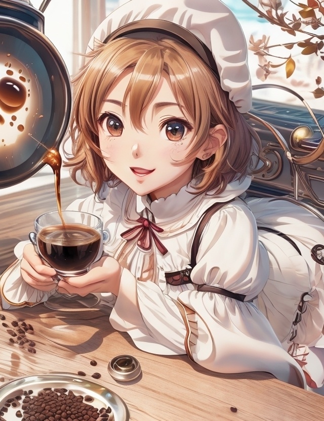 コーヒーつぐ女の子