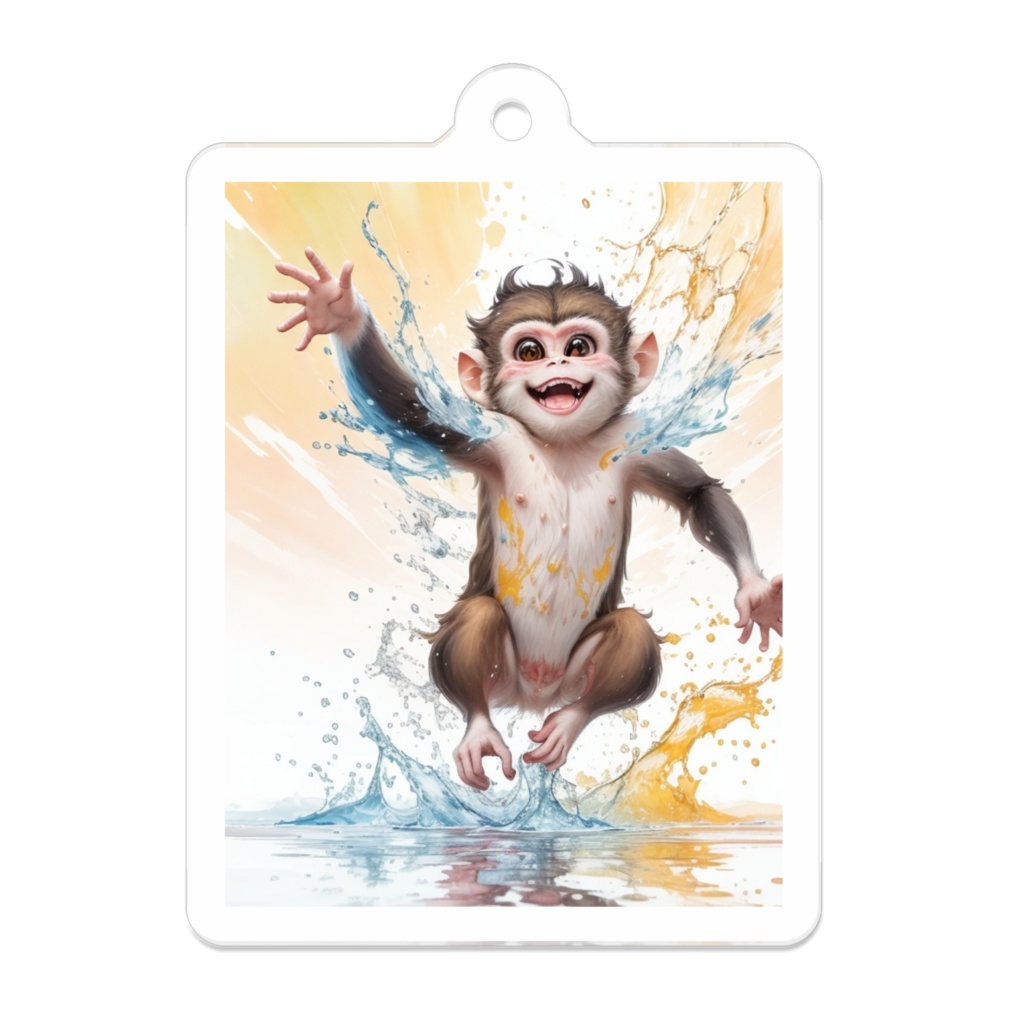 水しぶきで遊ぶさる