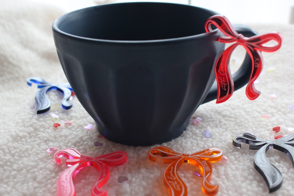 【選べる9色・名入れ】手書き風リボンコップタグ(韓国語/英語/漢字対応)