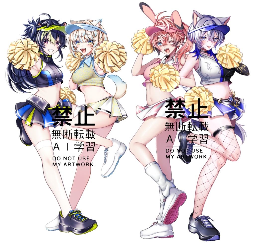 ざぶぅん＆ぎゃうるふTSケモ耳チアガールアクスタ