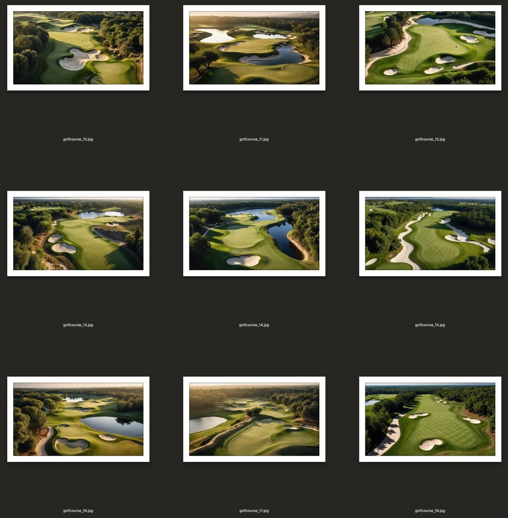 【AI背景素材】リアルゴルフコース風景セット vol.1|Realistic Golf Course Landscape Set vol.1(高解像度4096×2304px・52枚収録)