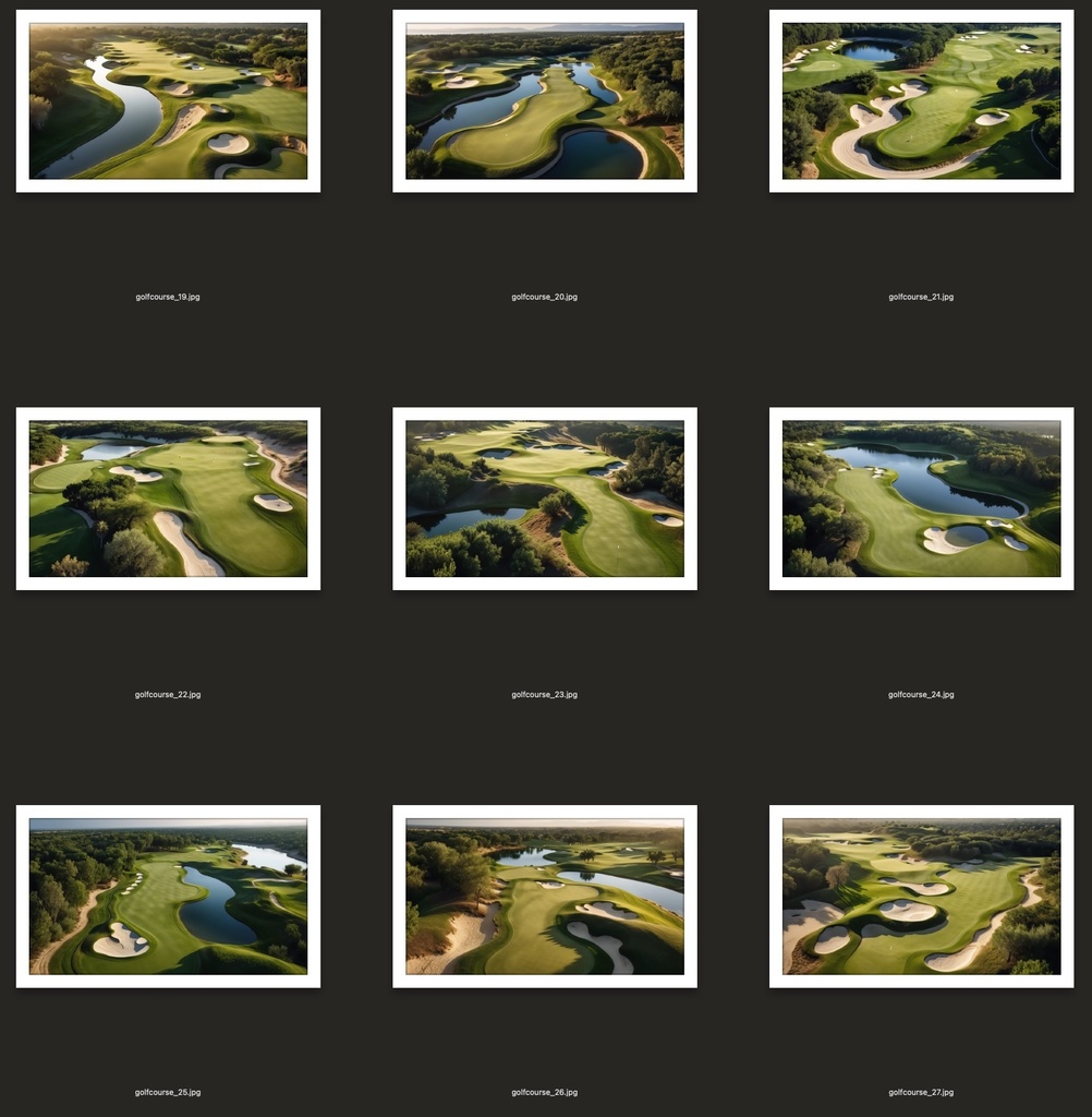 【AI背景素材】リアルゴルフコース風景セット vol.1|Realistic Golf Course Landscape Set vol.1(高解像度4096×2304px・52枚収録)