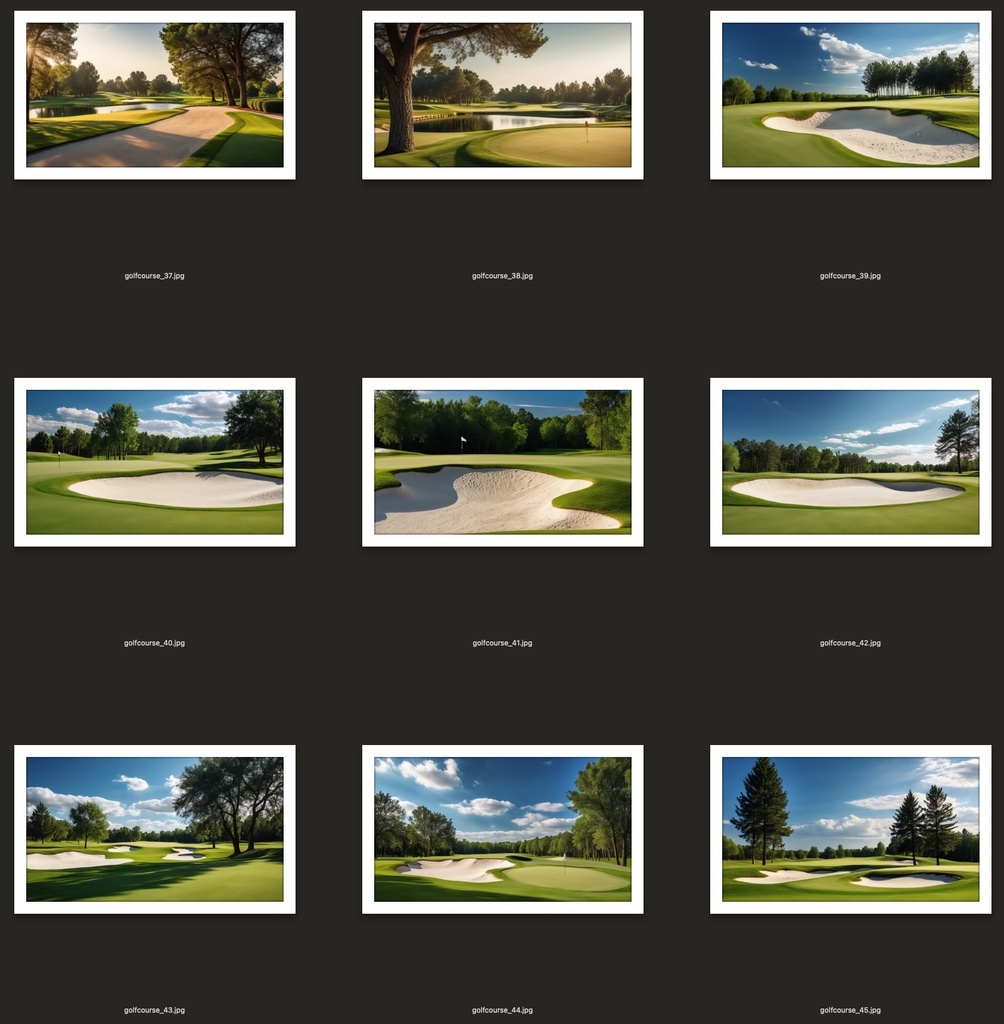 【AI背景素材】リアルゴルフコース風景セット vol.1|Realistic Golf Course Landscape Set vol.1(高解像度4096×2304px・52枚収録)