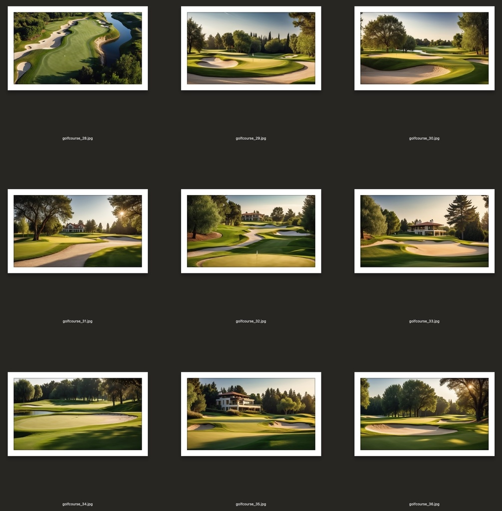 【AI背景素材】リアルゴルフコース風景セット vol.1|Realistic Golf Course Landscape Set vol.1(高解像度4096×2304px・52枚収録)