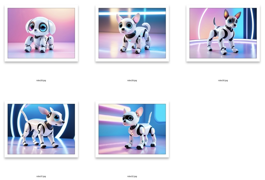 【AI画像素材】未来の犬型ロボット集 vol.1|Futuristic Robot Dogs vol.1(32枚セット・高解像度)