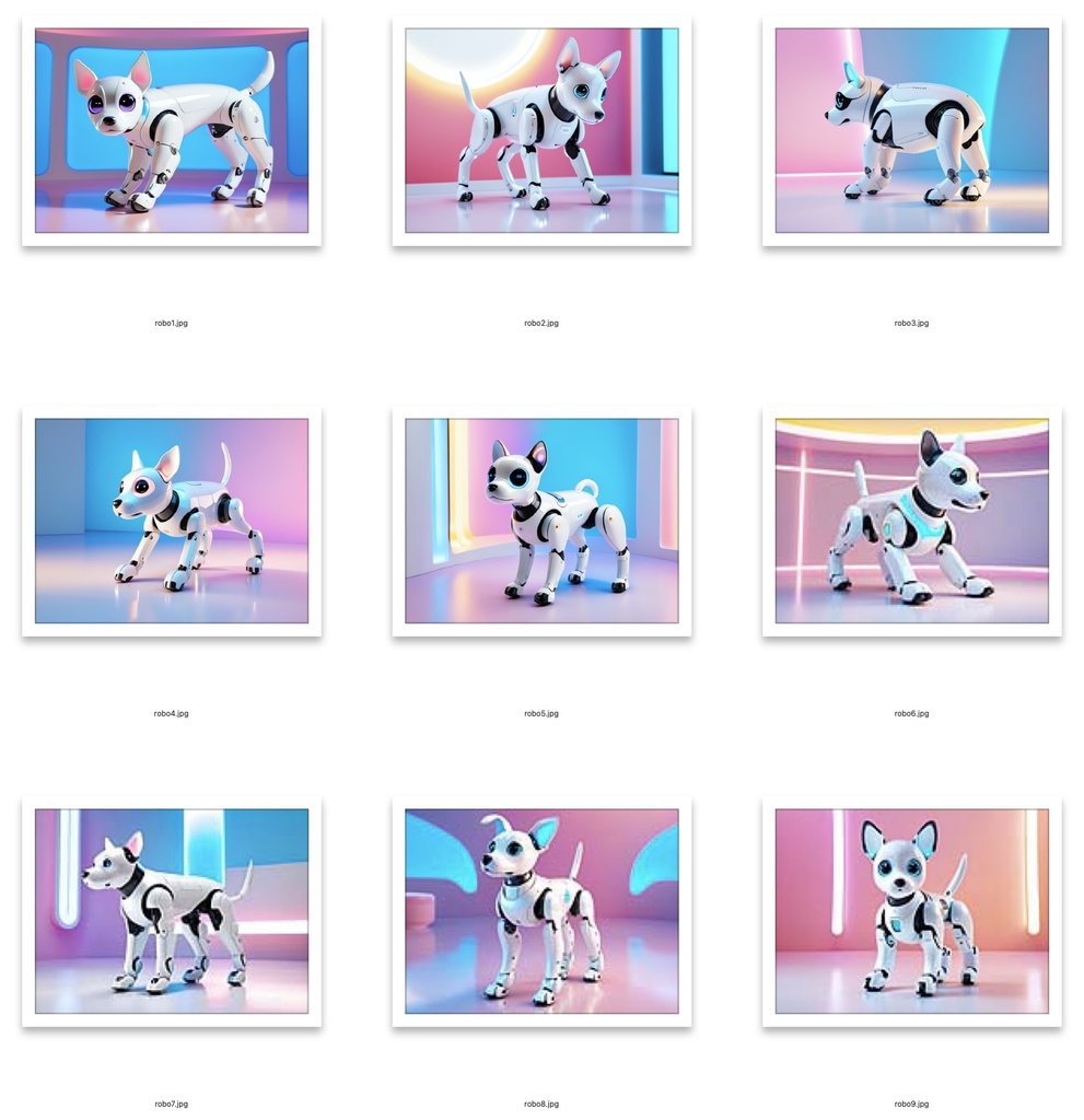 【AI画像素材】未来の犬型ロボット集 vol.1|Futuristic Robot Dogs vol.1(32枚セット・高解像度)
