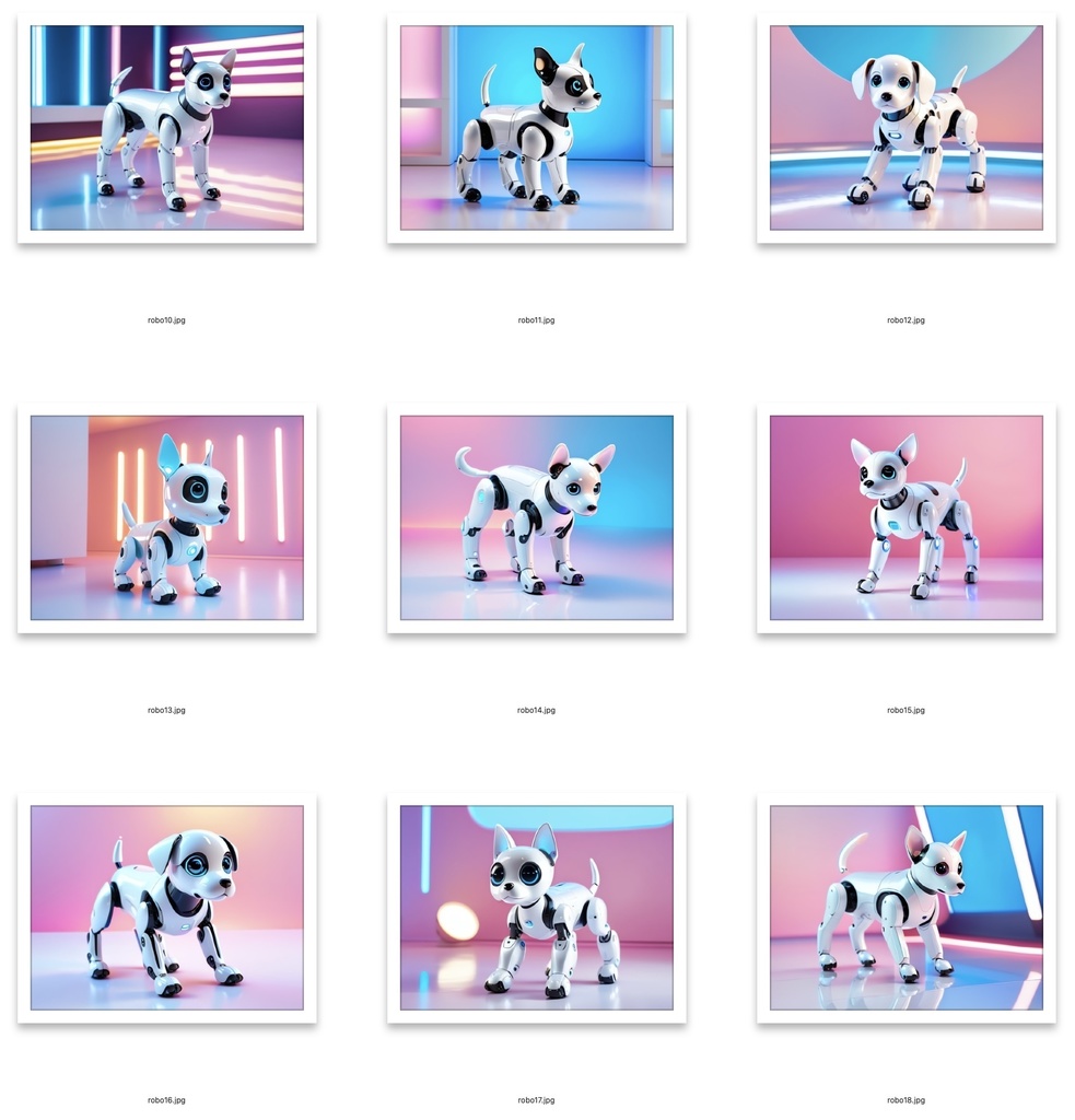 【AI画像素材】未来の犬型ロボット集 vol.1|Futuristic Robot Dogs vol.1(32枚セット・高解像度)