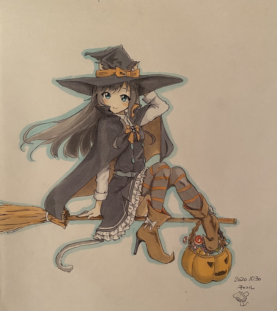 艦これアナログイラスト朝潮「ハロウィン」