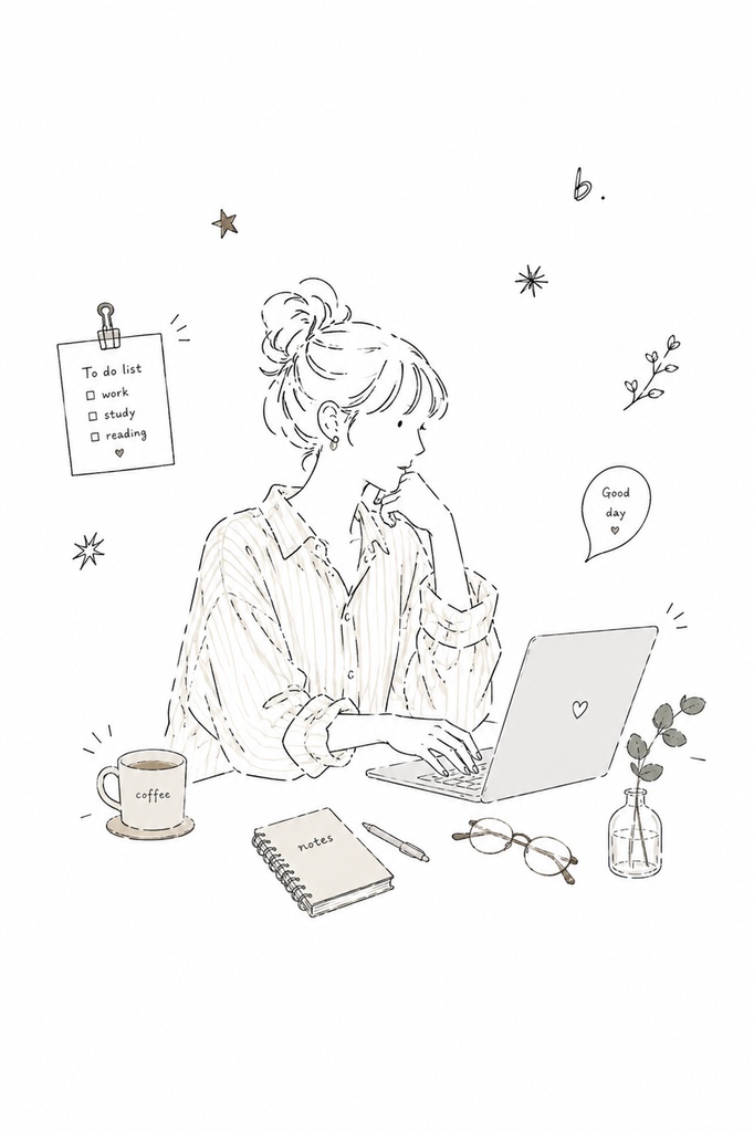 PC作業をする女性