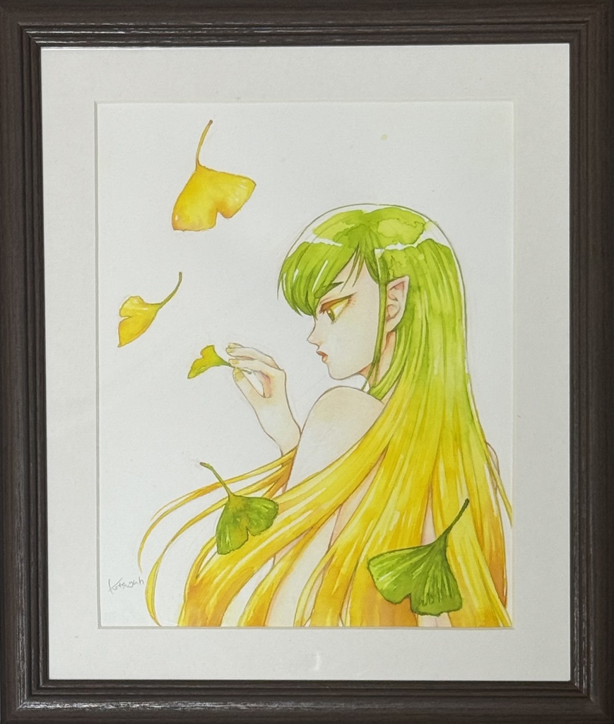 6切額装原画「黄葉」