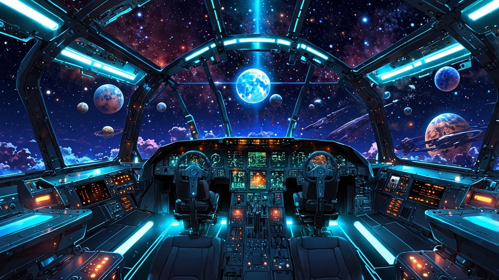 TRPG用背景セット:宇宙船内部パック(コックピット・廊下・ラウンジなど)