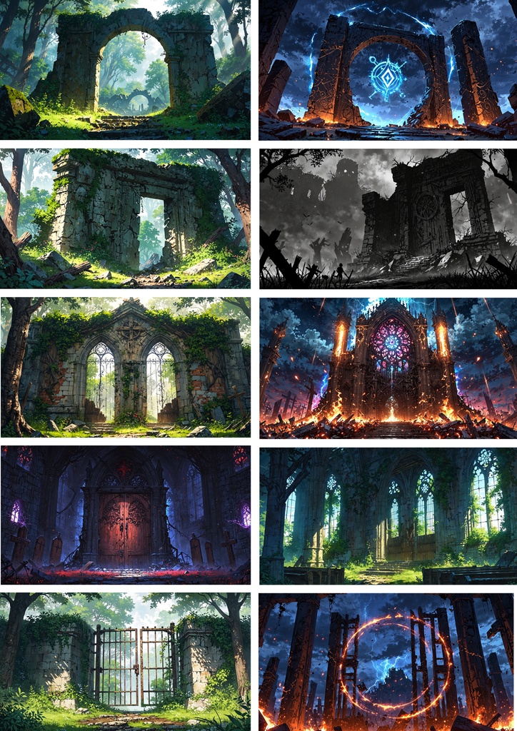 背景素材 ファンタジー風 門背景280枚