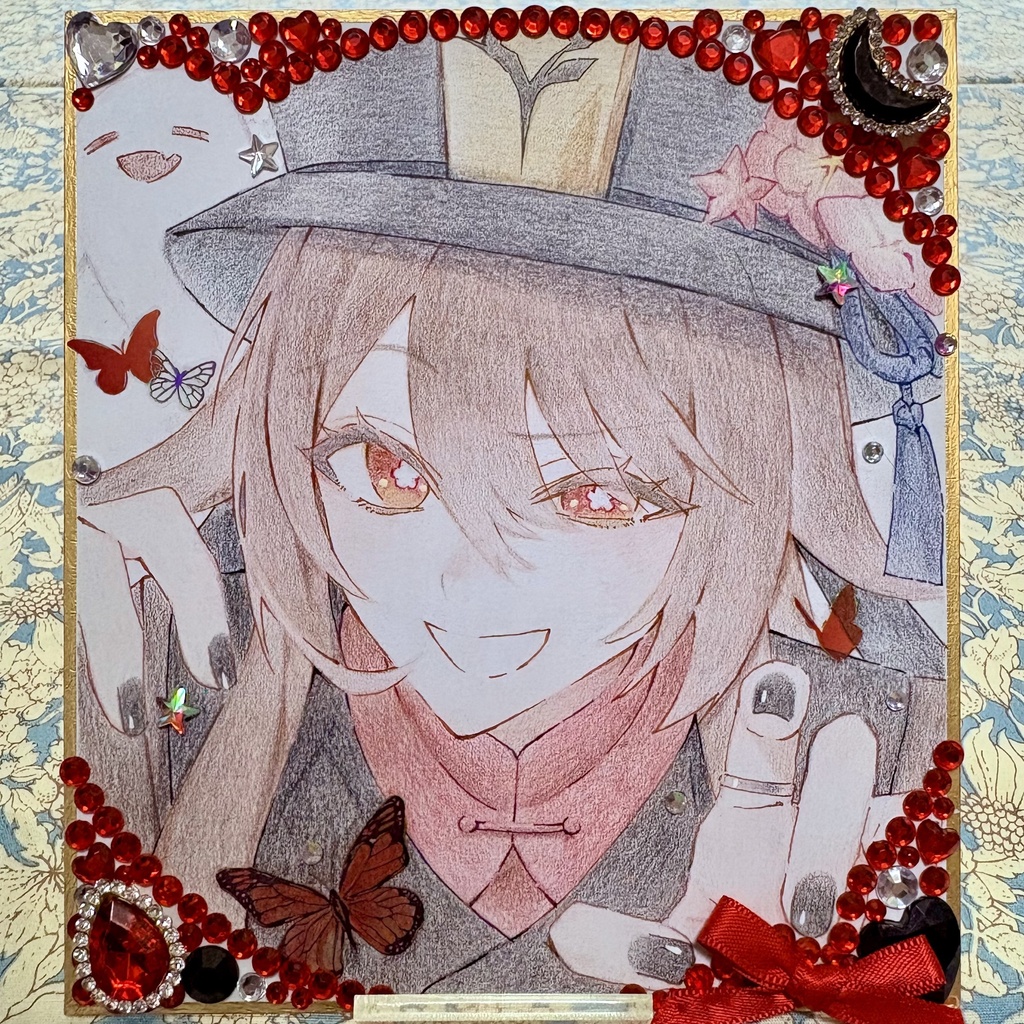 原神 胡桃 色紙 手描きイラスト