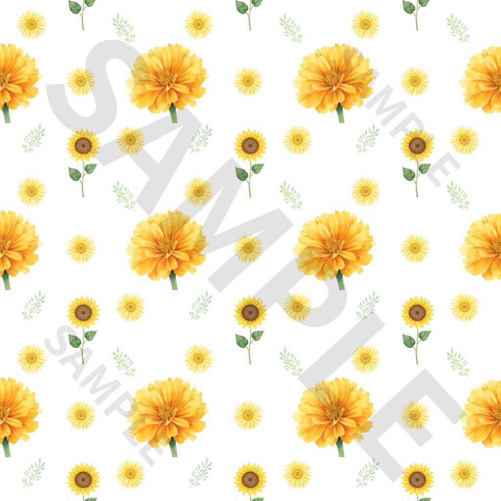 花柄シームレスパターン素材集 8点フルセット (グリーン・ブルー・ピンク・イエロー 各カラー背景+白背景)