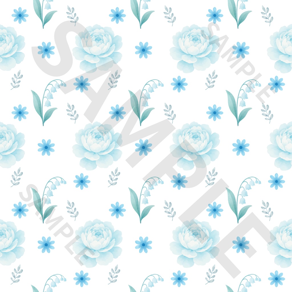 花柄シームレスパターン素材集 8点フルセット (グリーン・ブルー・ピンク・イエロー 各カラー背景+白背景)