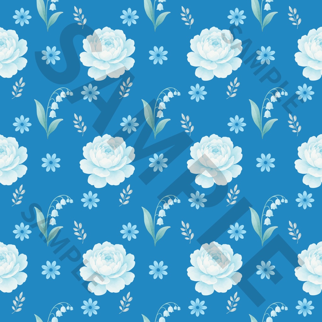 花柄シームレスパターン素材集 8点フルセット (グリーン・ブルー・ピンク・イエロー 各カラー背景+白背景)