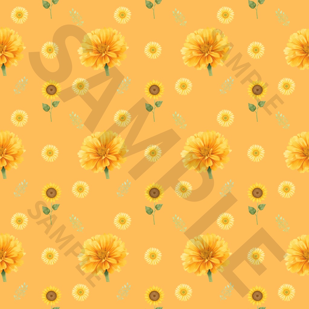 花柄シームレスパターン素材集 8点フルセット (グリーン・ブルー・ピンク・イエロー 各カラー背景+白背景)