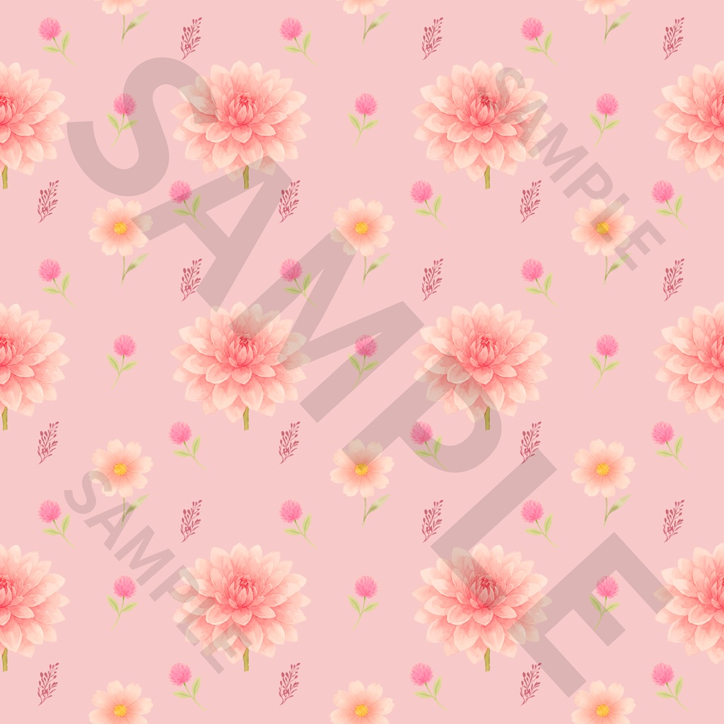 花柄シームレスパターン素材2 8点セット (くすみカラー背景+白背景)