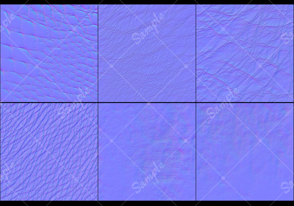 革の質感 Normal Map 6種セット【商用利用可】