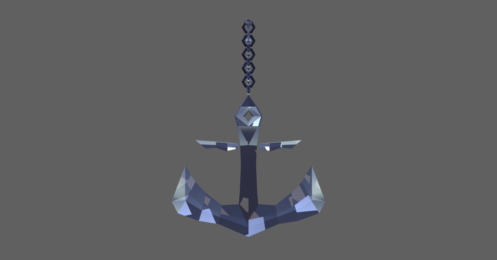 【3dモデル】クリスタルピアス「サメ.アンカー」_PB対応