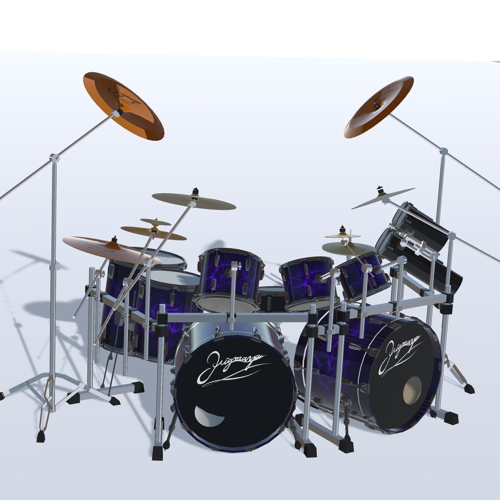シンバルが揺れるドラムセット Drum set - ツーバス多点セット(VRChat想定)