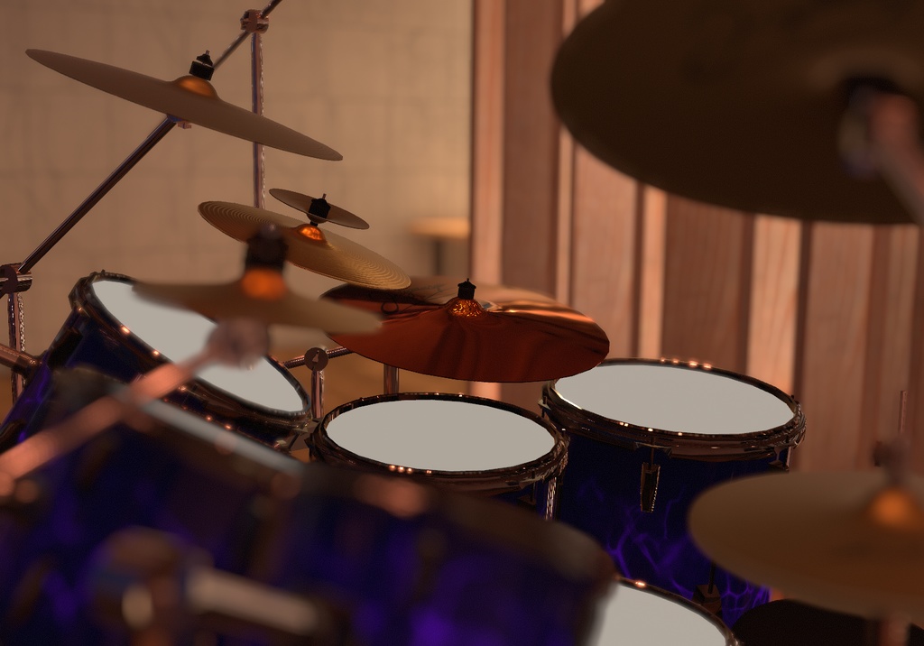 シンバルが揺れるドラムセット Drum set - ツーバス多点セット(VRChat想定)