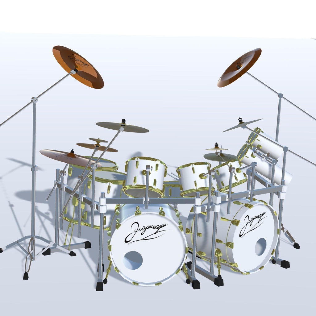 シンバルが揺れるドラムセット Drum set - ツーバス多点セット(VRChat想定)