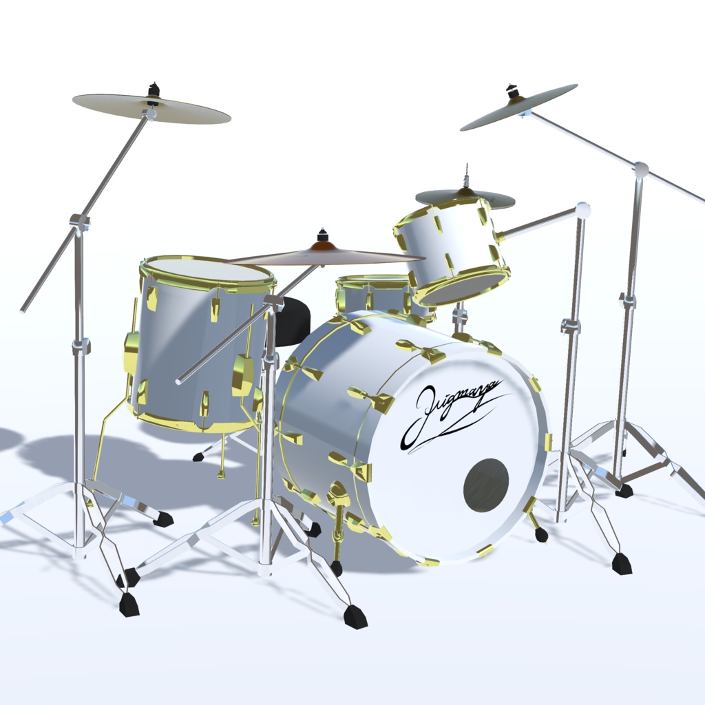 シンバルが揺れるドラムセット Drum set - 3点セット(VRChat想定)