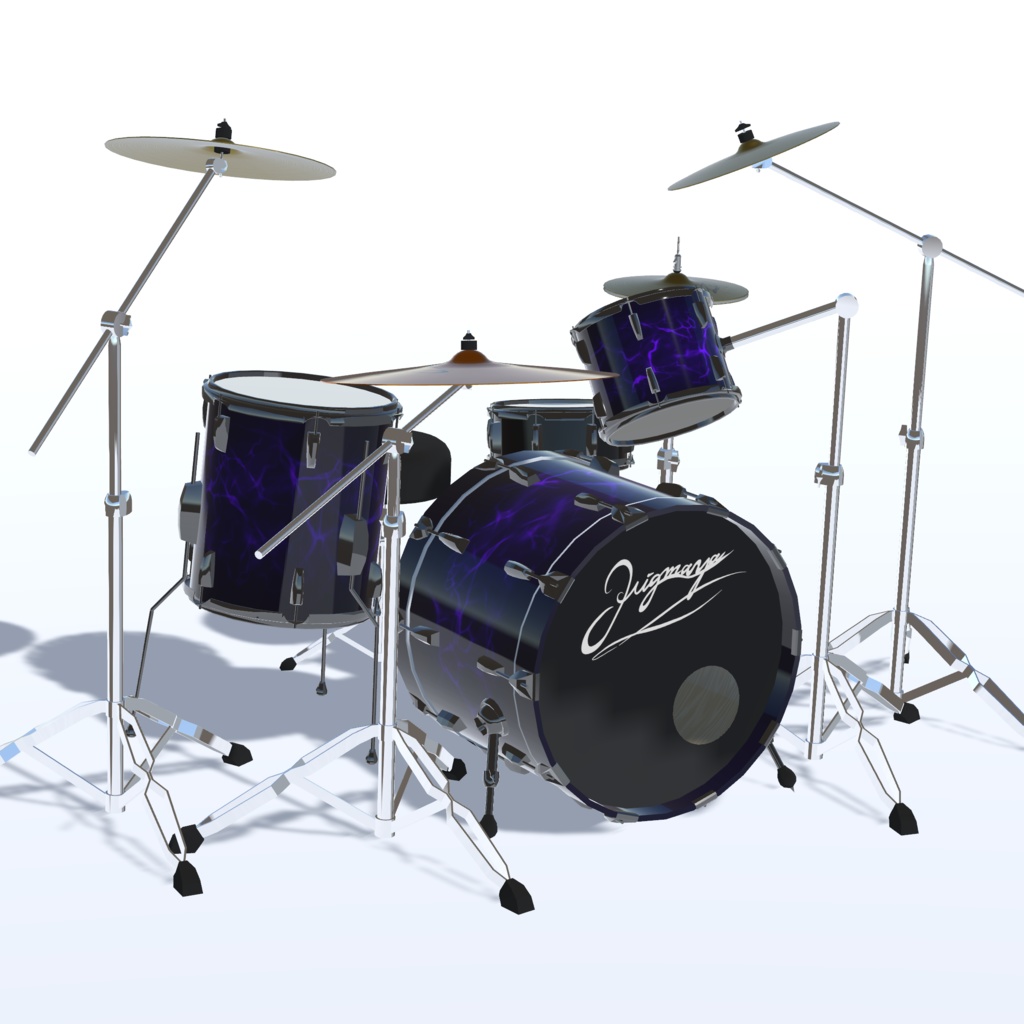シンバルが揺れるドラムセット Drum set - 3点セット(VRChat想定)