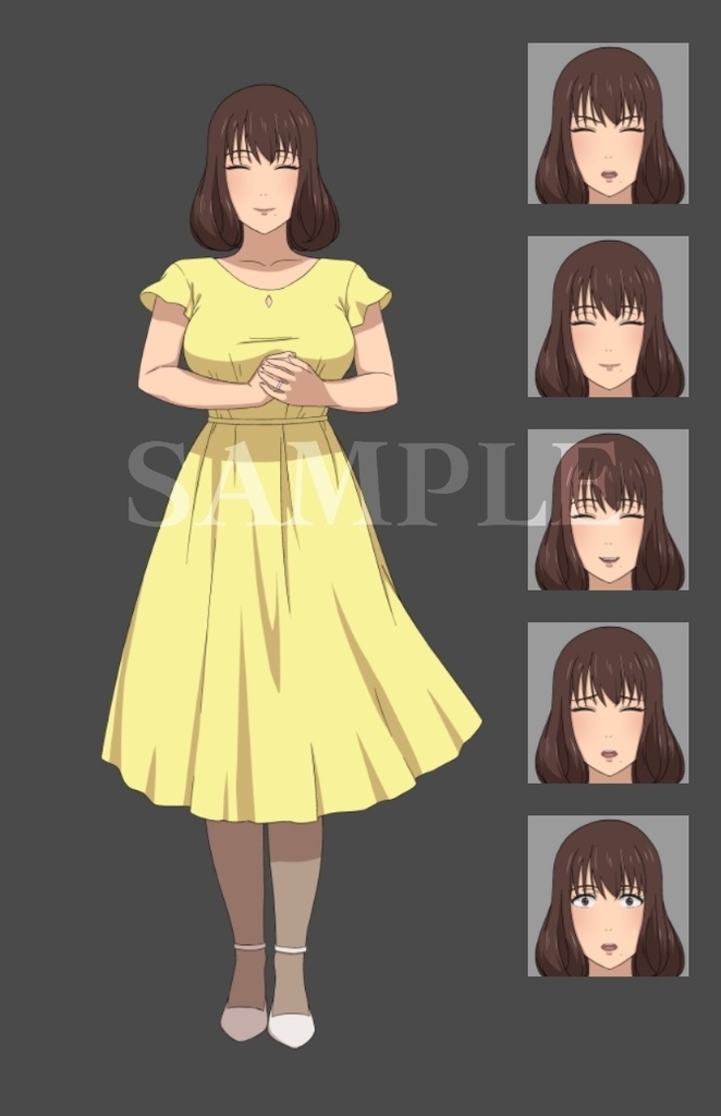 立ち絵素材_女性キャラ3体セット (表情差分あり)