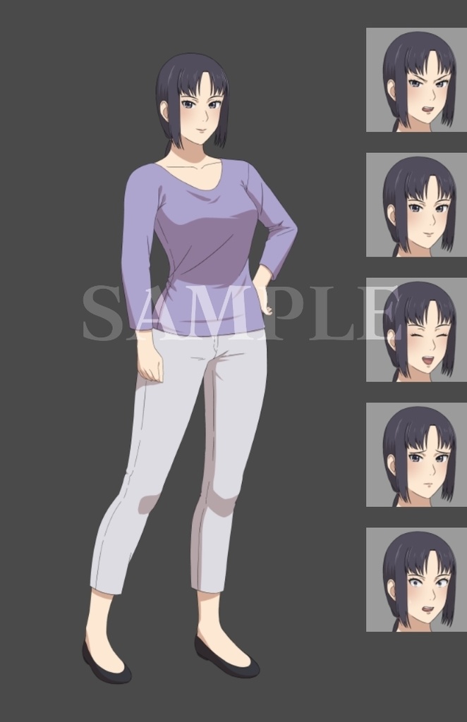 立ち絵素材_女性キャラ3体セット (表情差分あり)