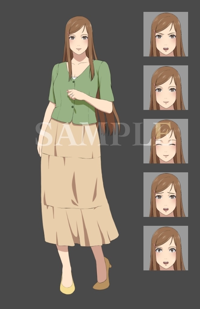 立ち絵素材_女性キャラ3体セット (表情差分あり)