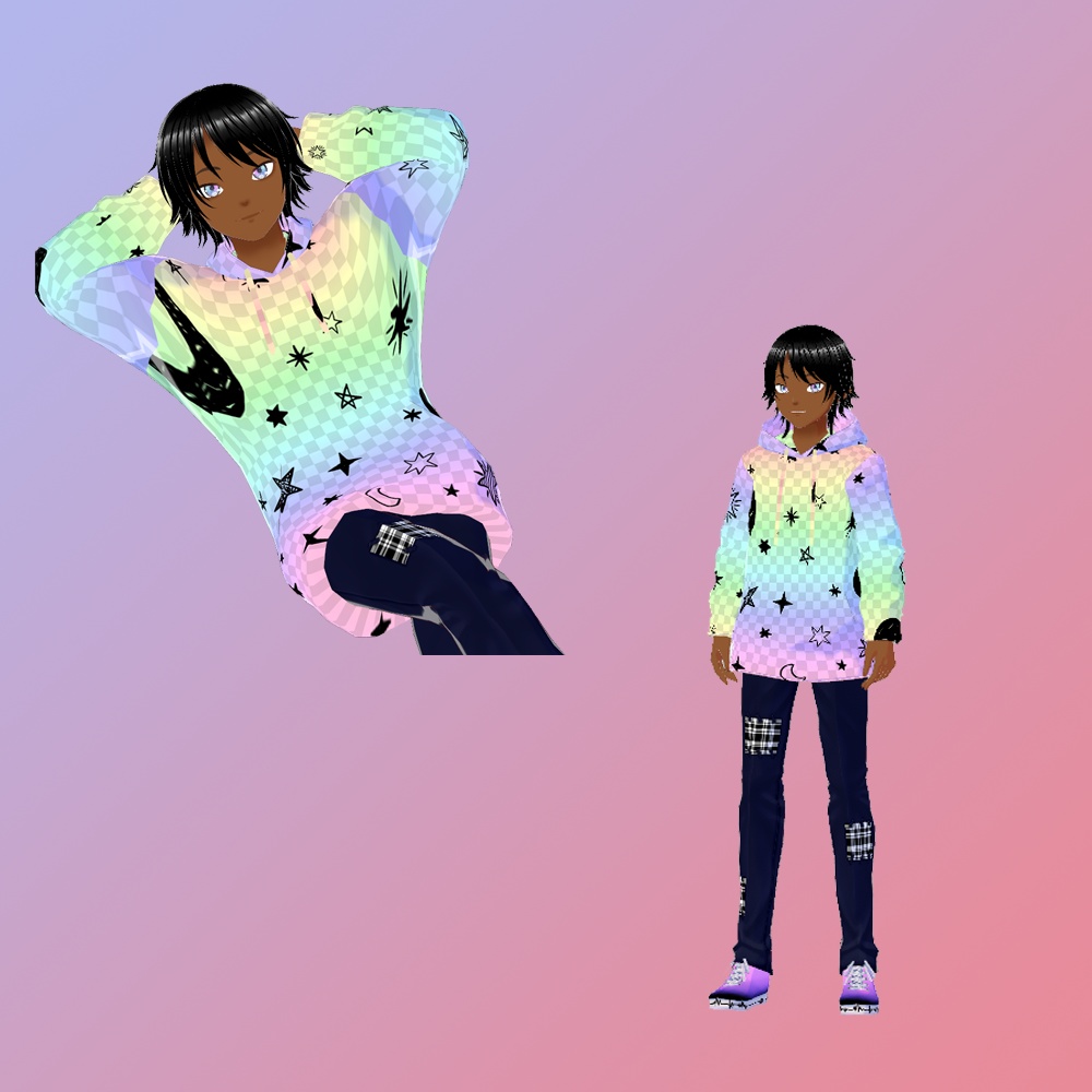 moon & star rainbow hoodie & Plain Rainbow hoodie