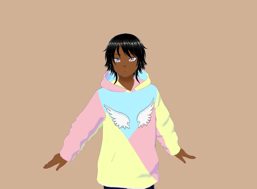 3 tone winged hoodie
