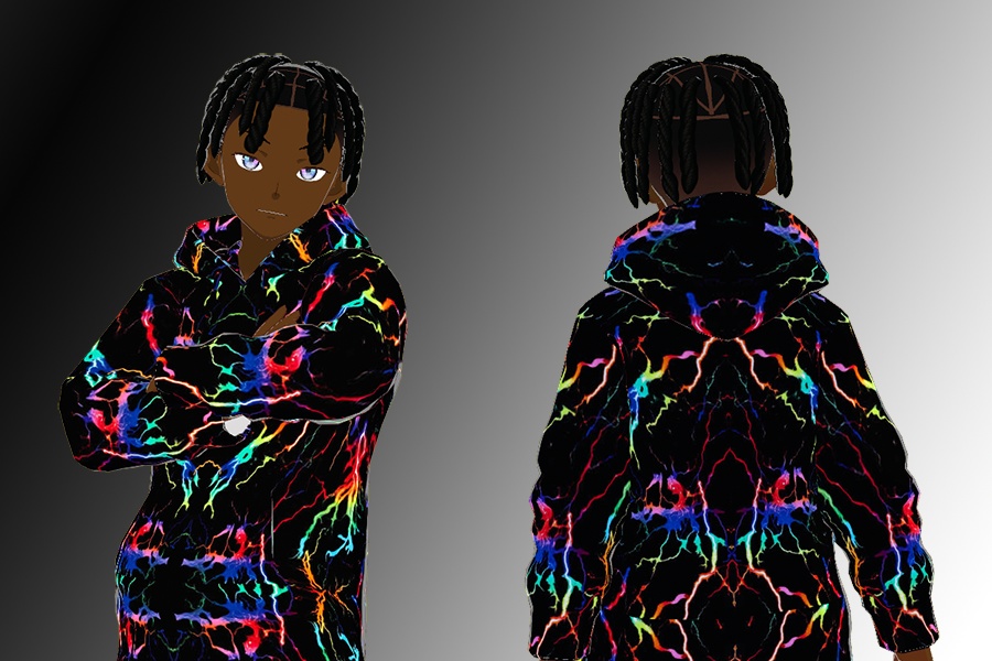 Black rainbow lightning hoodie