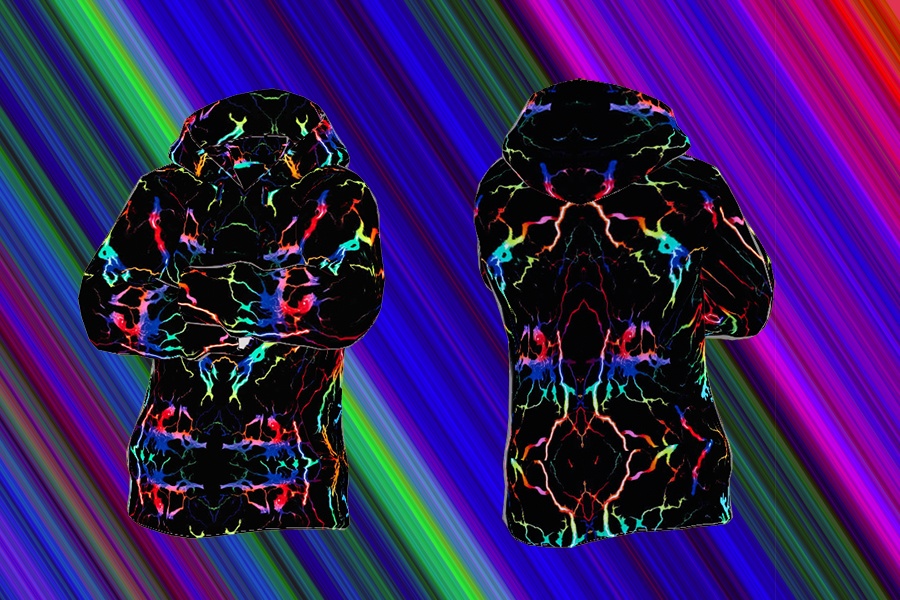 Black rainbow lightning hoodie