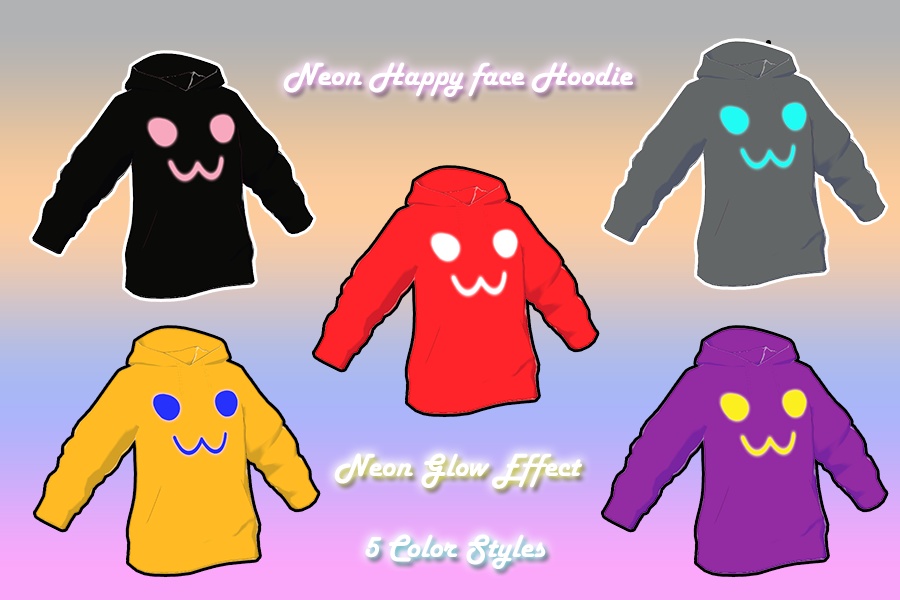 Neon Happy Face Hoodies 