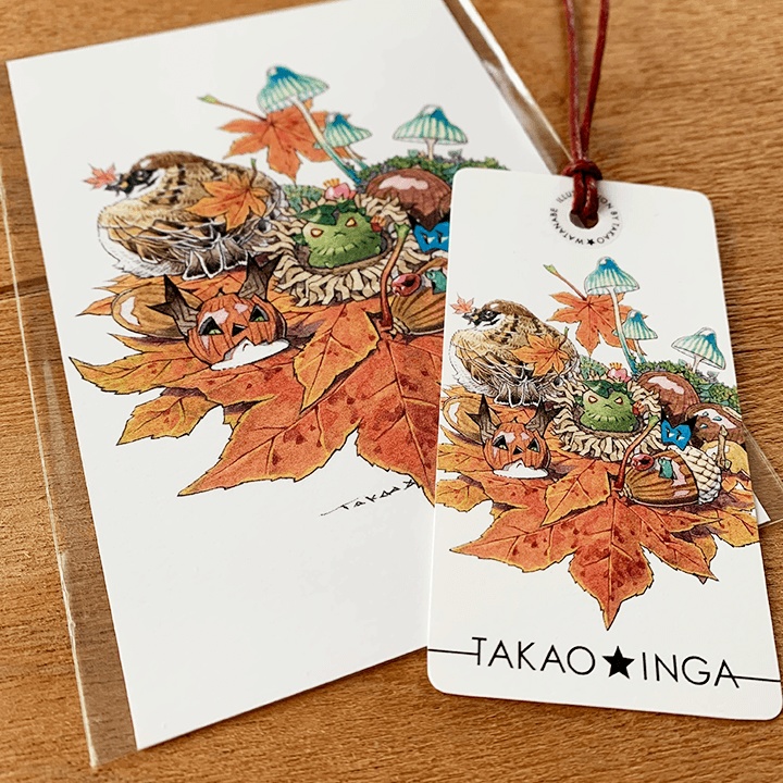 紅葉の栞とポストカード/送料込み