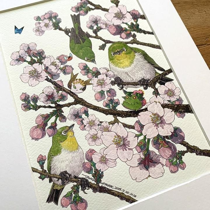 原画『お花見目指して』(ラフ原画付) 送料無料 / おまけ付き