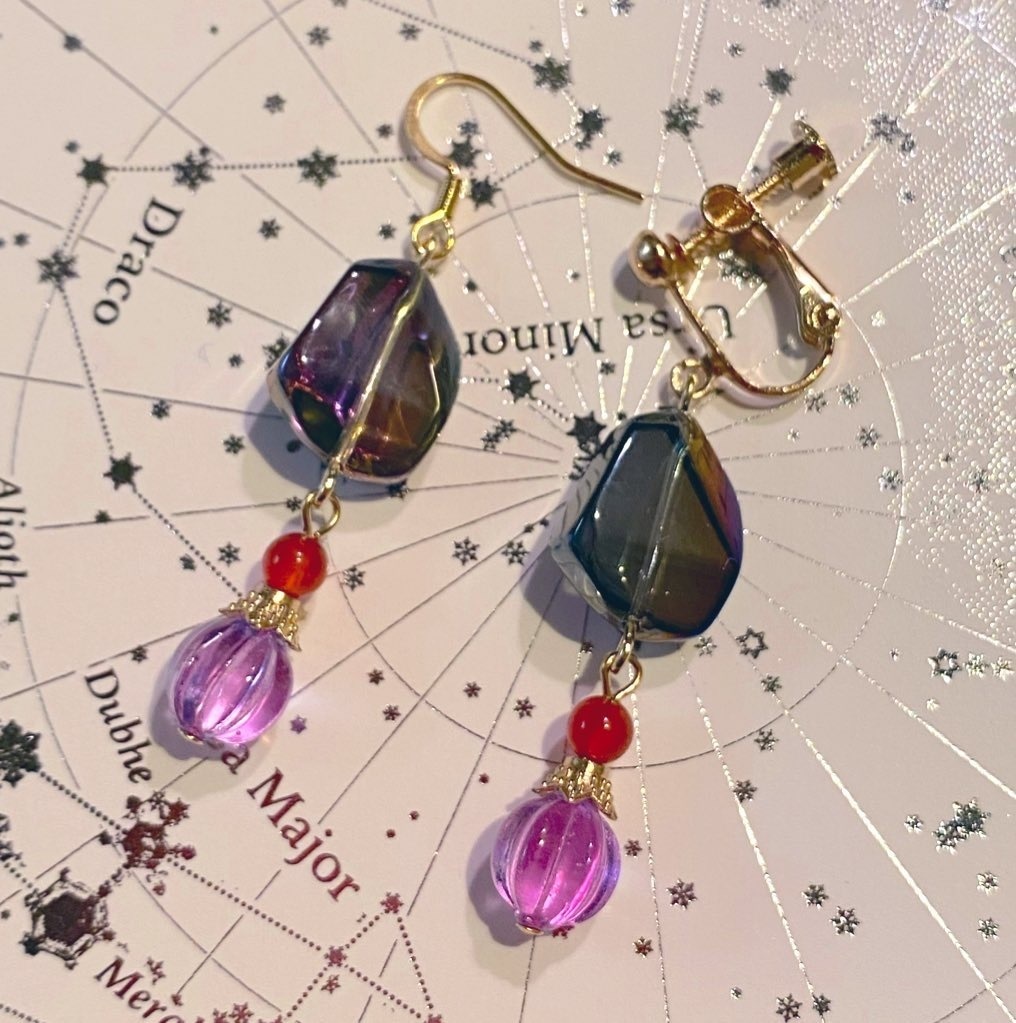 ハロウィンキャンディ耳飾り