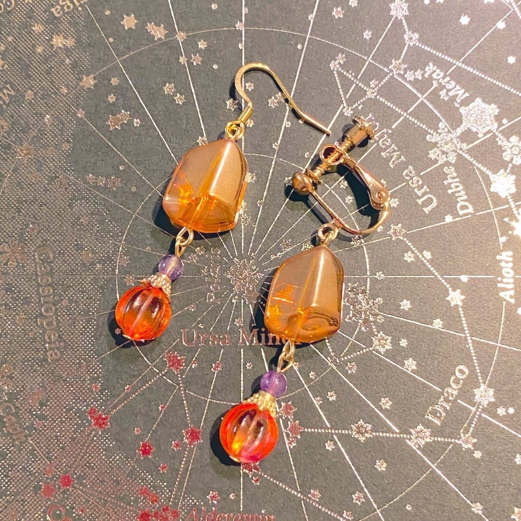 ハロウィンキャンディ耳飾り