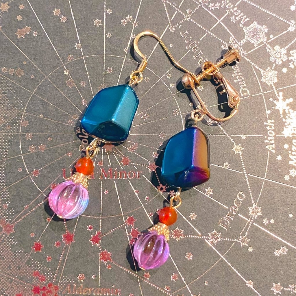 ハロウィンキャンディ耳飾り